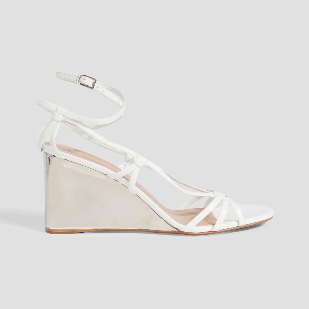 Chloé Rebecca white knotted leather wedge sandals 9 39